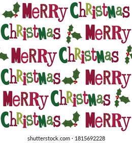 Seamless typography Merry Christmas letter, vector illustration