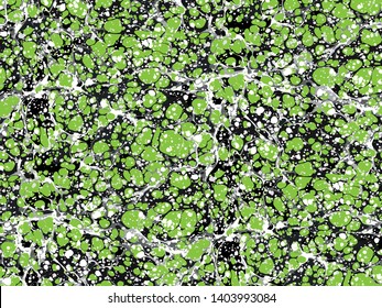 Seamless ufo green marbling pattern. Traditional Turkish Ebru technique