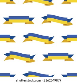 Seamless Ukraine ribbon in flat style pattern