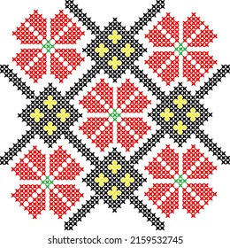Seamless Ukrainian folk patterns, cross-stitch imitation. Patterns consist of ancient Ukrainian amulets