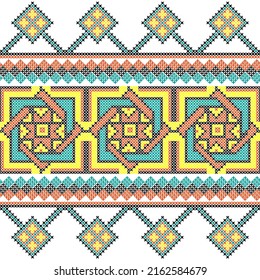 Seamless Ukrainian folk patterns, cross-stitch imitation. Patterns consist of ancient Ukrainian amulets
