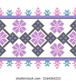 Seamless Ukrainian folk patterns, cross-stitch imitation. Patterns consist of ancient Ukrainian amulets

