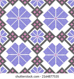 Seamless Ukrainian folk patterns, cross-stitch imitation. Patterns consist of ancient Ukrainian amulets
