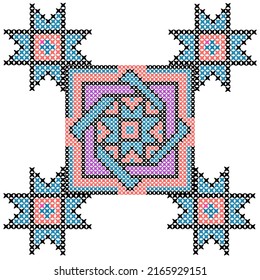 Seamless Ukrainian folk patterns, cross-stitch imitation. Patterns consist of ancient Ukrainian amulets
