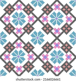 Seamless Ukrainian folk patterns, cross-stitch imitation. Patterns consist of ancient Ukrainian amulets
