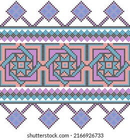Seamless Ukrainian folk patterns, cross-stitch imitation. Patterns consist of ancient Ukrainian amulets
