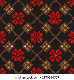 Seamless Ukrainian folk patterns, cross-stitch imitation. Patterns consist of ancient Ukrainian amulets
