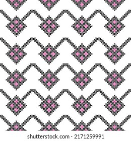 Seamless Ukrainian folk patterns, cross-stitch imitation. Patterns consist of ancient Ukrainian amulets

