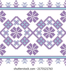 Seamless Ukrainian folk patterns, cross-stitch imitation. Patterns consist of ancient Ukrainian amulets
