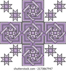 Seamless Ukrainian folk patterns, cross-stitch imitation. Patterns consist of ancient Ukrainian amulets
