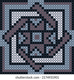 Seamless Ukrainian folk patterns, cross-stitch imitation. Patterns consist of ancient Ukrainian amulets
