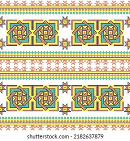 Seamless Ukrainian folk patterns, cross-stitch imitation. Patterns consist of ancient Ukrainian amulets