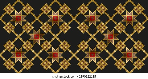 Seamless Ukrainian folk patterns, cross-stitch imitation. Patterns consist of ancient Ukrainian amulets
