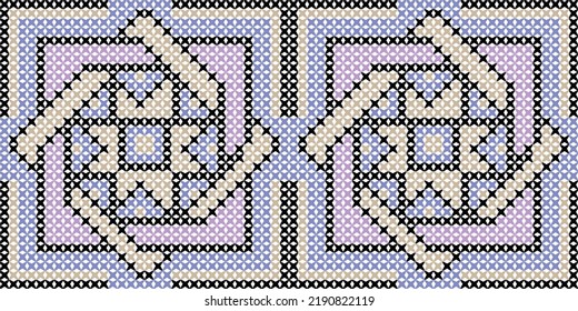 Nahtlose ukrainische Volksmuster, Kreuzstich-Imitation. Die Muster bestehen aus alten ukrainischen Amulette
