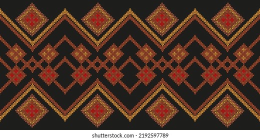 Seamless Ukrainian folk patterns, cross-stitch imitation. Patterns consist of ancient Ukrainian amulets
