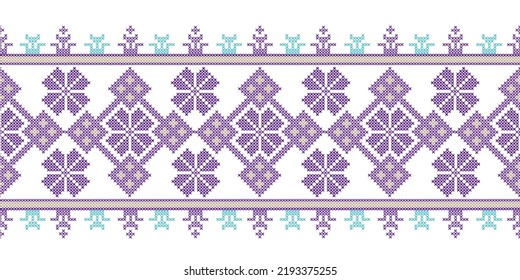 Seamless Ukrainian folk patterns, cross-stitch imitation. Patterns consist of ancient Ukrainian amulets
