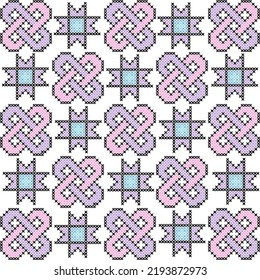 Seamless Ukrainian folk patterns, cross-stitch imitation. Patterns consist of ancient Ukrainian amulets