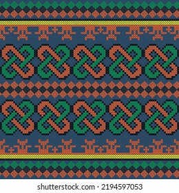 Seamless Ukrainian folk patterns, cross-stitch imitation. Patterns consist of ancient Ukrainian amulets