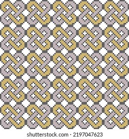 Seamless Ukrainian folk patterns, cross-stitch imitation. Patterns consist of ancient Ukrainian amulets
