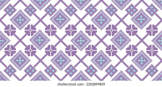 Seamless Ukrainian folk patterns, cross-stitch imitation. Patterns consist of ancient Ukrainian amulets

