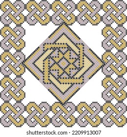 Seamless Ukrainian folk patterns, cross-stitch imitation. Patterns consist of ancient Ukrainian amulets