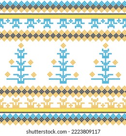 Nahtlose ukrainische Volksmuster, Kreuzstich-Imitation. Die Muster bestehen aus alten ukrainischen Amulette