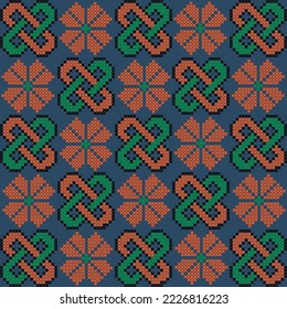 Seamless Ukrainian folk patterns, cross-stitch imitation. Patterns consist of ancient Ukrainian amulets