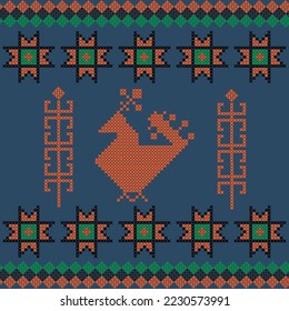 Seamless Ukrainian folk patterns, cross-stitch imitation. Patterns consist of ancient Ukrainian amulets
