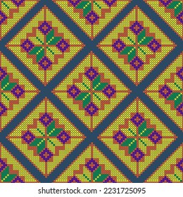 Seamless Ukrainian folk patterns, cross-stitch imitation. Patterns consist of ancient Ukrainian amulets
