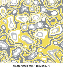 Seamless ultimate gray and illuminating yellow wavy pattern vector