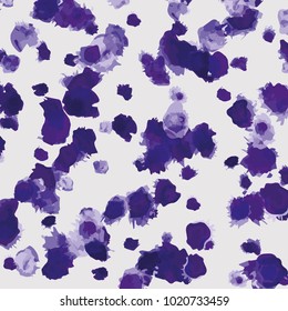 Seamless Ultra Violet Watercolor Stains White Gray Background Vector Pattern