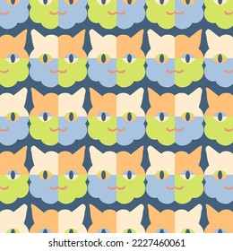 Seamless ultramodern style pattern with abstract cats faces. Perfect retro print for tee, paper, textile and fabric. Vintage vector background for decor and design.

