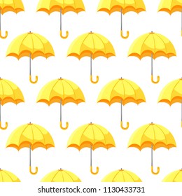 Seamless umbrella pattern. Cute Yellow umbrella flat style isolated on white background. Vector illustration EPS 10 file.