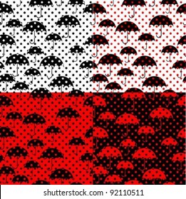 Seamless umbrella pattern in four colors