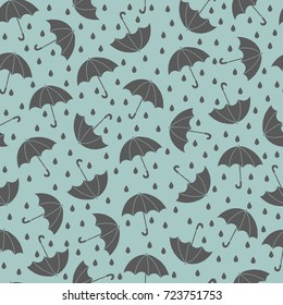 Seamless umbrella pattern. Hand drawn