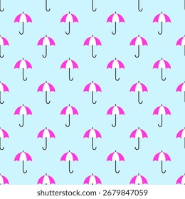Seamless umbrella pattern on blue background