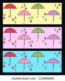 seamless umbrella pattern on different background color