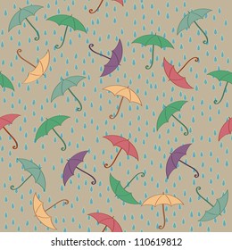 Seamless umbrella and rain pattern