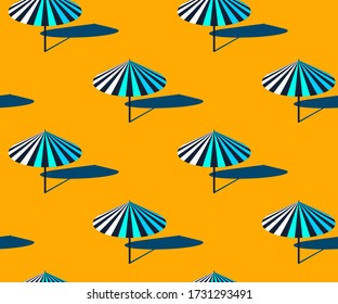 Seamless umbrella summer beach pattern. Hello Summer, holiday concept. Pop art. Summer holiday. Vector seamless pattern illustration