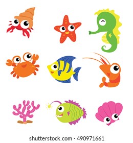 Seamless underwater cartoon vector illustration