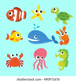 Seamless underwater cartoon vector illustration