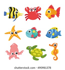 Seamless underwater cartoon vector illustration