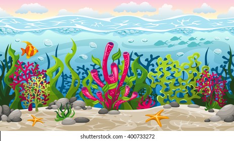 Seamless underwater landscape with separate layers