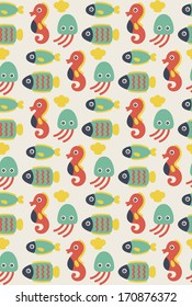 seamless underwater pattern design. vector illustration