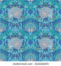 Seamless underwater pattern with seashell. vector illustration	