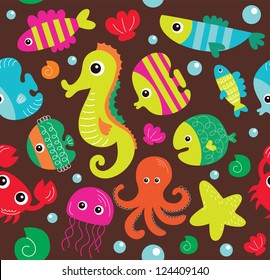 seamless underwater texture design. vector illustration