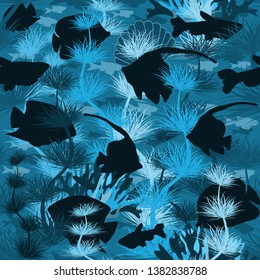 Seamless underwater tropical background, vector illustration