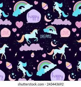 Seamless unicorn pattern