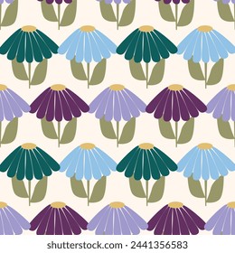 Flores únicas sin costura en el patrón sin costuras dibujado a mano del vector. Vintage diseño romántico de la flor. Estampado floral estético del núcleo de la cabaña para la tela, scrapbook, envoltura, tarjeta que hace
