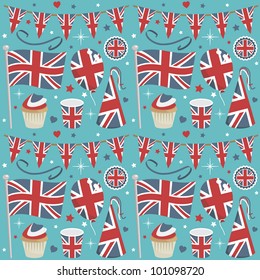 seamless united kingdom party pattern wrapping with decorations